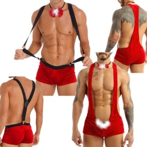 Boxer de terciopelo para hombre Pantalones cortos con tirantes Conjunto de pajarita Ropa de Navidad - Imagen 1 de 16