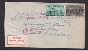 USA 1955 folded Air Mail Express Special Delivery cover to Switzerland + stamps - Picture 1 of 2