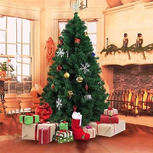 UK 5/6/7ft Christmas Tree Decorations Home Decor Artificial Green Xmas Trees - Picture 1 of 31