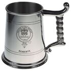 Roberts Crest Tankard With Rope Handle In Polished Pewter 1 Pint Capacity