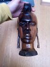 Vintage Wooden Tribal African Large Female Head Hand Carved 23.5 cm Tall