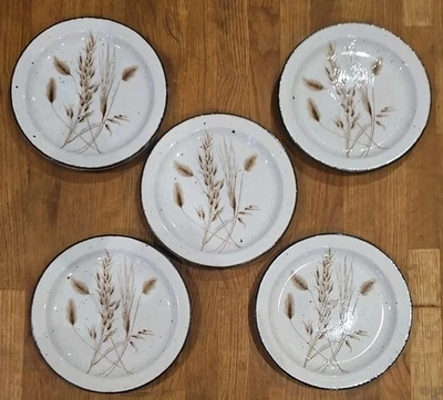  5 x Vintage Retro Midwinter Stonehenge Wild Oats 8" Tea Side Plates Set - Image 1 of 3
