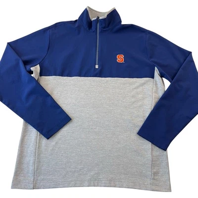 Chaqueta Grande Antigua Para Hombre Syracuse University SU Azul Gris 1/4 Cremallera Foto 1 de 4