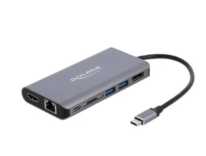 DeLock USB C HUB 7in1 mit HDMI und Displayport 4K, USB 3.0 Hub, PD 3.0 100 Watt, - Afbeelding 1 van 3