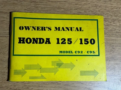 Manual del propietario de moto Honda 125 150 C92 C95 original años 60 vintage Foto 1 de 4