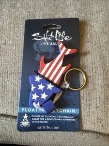 Llavero Flotante Salt Life Genuino - Forma Atún RW&B Bandera de Estados Unidos Colores - SA931 - Imagen 1 de 2