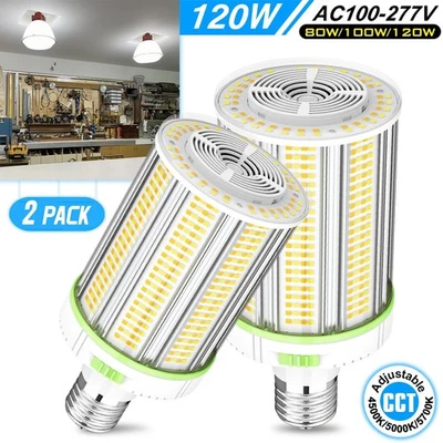 2Pack Led Corn Cob Light Bulb 120W/100W/80W 45K/50K/57K for High Bay Parking Lot - Image 1 of 4