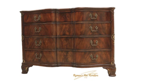 John Widdicomb Flame Mahogany Large Serpentine 4 Drawer Dresser Cover