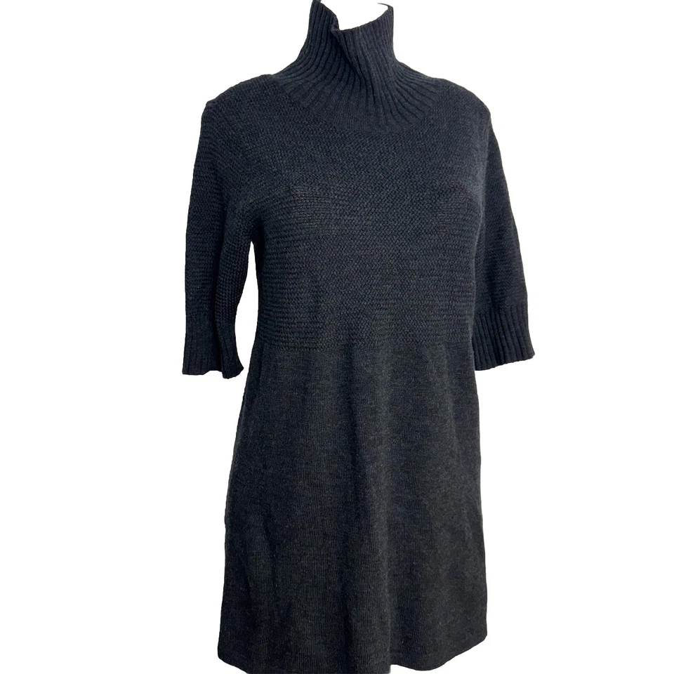 Eileen Fisher Fray 美利奴羊毛正装衬衫女式 M 码休闲束腰舒适上衣 — 第 1/4 张图片