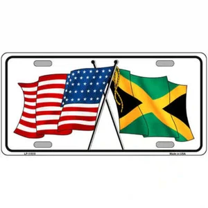 Jamaica American Flags Crossed Metal Sign - Picture 1 of 1