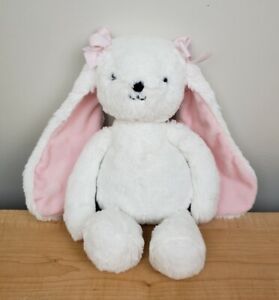 Bedtime Originals Snowflake White Plush Bunny Long Pink Lined Ears Lambs & Ivy