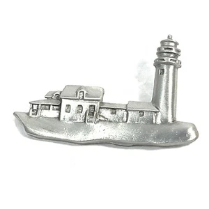 Vintage Signed REN Pewter Lighthouse Pin Highland Light Truro Cape Cod Mass 2.5" - Picture 1 of 9