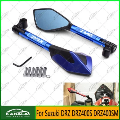 BLUE CNC Rear View Mirrors Blue Anti-glare For Suzuki DRZ DRZ400S DRZ400SM New - Image 1 of 4
