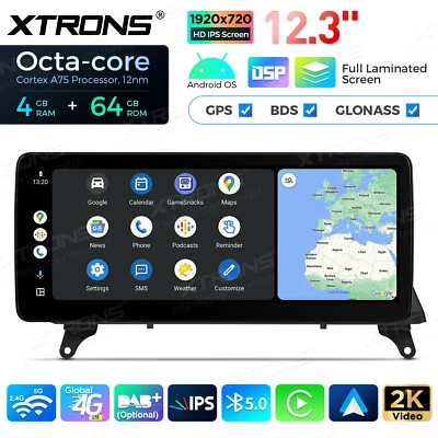 12.3" Car GPS Stereo Radio 4G Android 14 8-Core 4+64GB For BMW X5 E70 X6 E71 CIC - Image 1 of 4