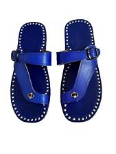 Mens slippers office sandals buckle closer slippers blue leather sandals flats
