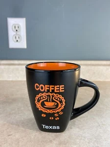 Kaffee Texas 16 Flüssigunze Schwarz und Orange Kaffeebecher - Bild 1 von 6