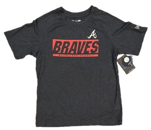New Era Atlanta Braves Heather Navy Blue T Shirt Boys Short Sleeve MSRP $45 - Picture 1 of 6
