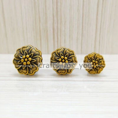 6PCS FLORAL 18MM-25MM METAL SHANK BUTTONS CLOTHING BAG TAILOR SEWING CRAFTS DIY - Image 1 of 4