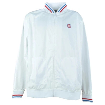 MLB Red Jacket Chicago Cubs Sweater Zipper Men Adults Vintage Size Large White - Image 1 of 3