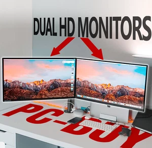 DUAL FHD 1080p MONITORS w/Stand Power Cord & Cables | DELL HP Lenovo Samsung etc - Picture 1 of 2