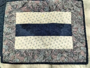 Handcrafted Set 4 Patchwork Placemats Quilted Blue White Pink Paisley Floral - Picture 1 of 5