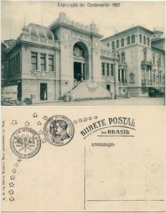 EXPOSICIÓN PPC 1922 CENTENARIO INDEPENDENCIA BRASIL Postal PABELLÓN FEDERAL - Imagen 1 de 3