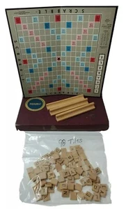 1953 Scrabble Game Replacement Original Incomplete 98 Tiles 3 Racks Board Box - Picture 1 of 12