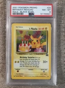 Pokemon Birthday Pikachu # 24 2001 Holo Black Star Promo PSA 8 - Bild 1 von 2