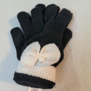 White Stripe Gloves Black & White Extra Soft Yarn - acrylic polyester spandex - Picture 1 of 4