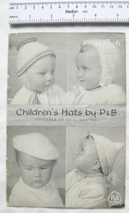 Vintage: P&B 307 children's hats, up to 18 months, 3 & 4 ply, fuzzy wuzzy - Picture 1 of 1