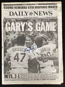 Gary Carter Signed Newspaper Gary’s Game 10/15/86 Daily News Baseball Auto PSA - Picture 1 of 4
