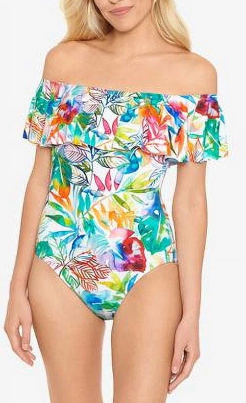 Lauren Ralph Lauren Ruffled Off-The-Shoulder Tummy-Control One-Piece Women's 6