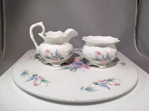 Aynsley England Little Sweetheart Fine Bone China Cake Plate/Sugar Bowl/Creamer - Picture 1 of 12