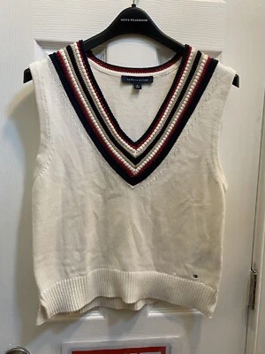 Tommy Hilfiger Mujer Tejido Cuello en V Suéter Chaleco Talla Mediana Y2K RWB Preppy Foto 1 de 4
