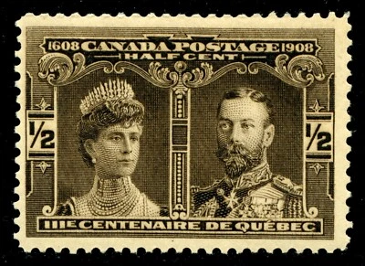 Canada Scott 96 1/2c Negro Quebec Tercentenario MVLH F-VF Gato $15 Foto 1 de 2