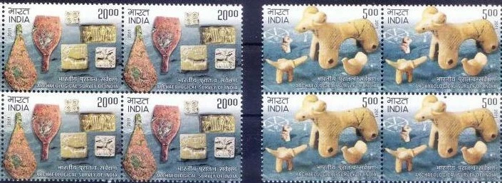 INDIA 2011 SET/2 STAMPS ARCHEOLOGICAL SURVEY OF INDIA BLOCK OF 4 . MNH - Image 1 of 1