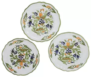 3 - Piatti Pane e Burro - 6-1/2" - Faenza Italiana - Fiori e Olive - Italia - Foto 1 di 6