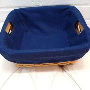 Longaberger Basket 11x10 With Plastic Protector and Blue Cloth Liner 2003 Signed - Picture 1 of 7
