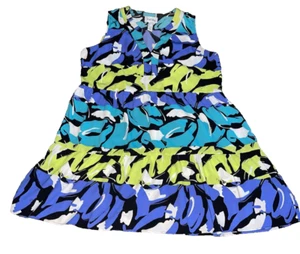 Joseph Ribkoff Dress Size 18 Blue Green Summer Artsy Colorful Sleeveless EUC - Picture 1 of 3