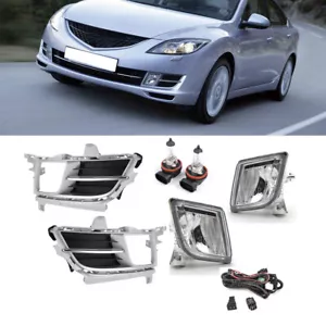 Fog Lights Lamp w/Bulbs For Mazda 6 2008-2012 Wiring Chrome Cover Harness Switch - Picture 1 of 11