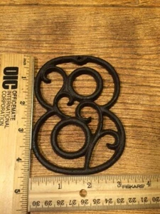 Home Address Number Eight (8) Ornate Cast Iron Filigree 4 5/8" tall 0558 - Picture 1 of 21