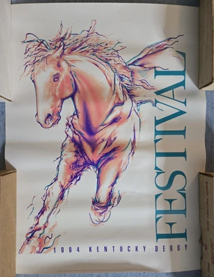 *RARO* Póster artístico vintage del Festival Derby de Kentucky 1994 24" x 18" - Carreras de caballos Foto 1 de 4