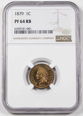 1879 Indian Head Penny Small Cent Bronze Proof Coin NGC PF64 RB Red Brown GEM - Image 1 of 4