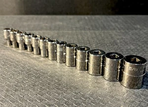 Snap-On Tools 1/4” Flank Drive 13pc SAE Standard SHALLOW 6pt Sockets 1/8-5/8 SET - Picture 1 of 18