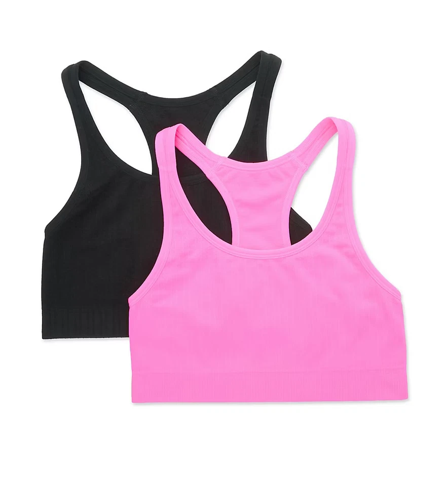 Sujetador corto sin costuras Fruit Of The Loom FR137 Fresh Racerback - Paquete de 2 Foto 1 de 1