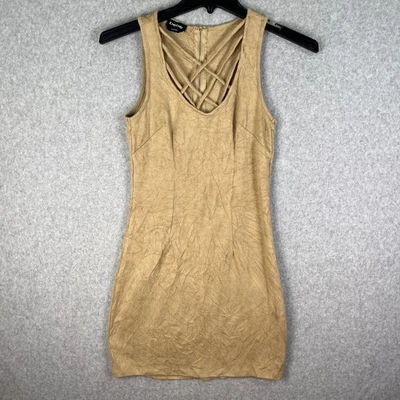 Vestido Bebe Para Mujer Pequeño Tostado Imitación Gamuza Sin Mangas Mini Bodycon Tirantes Cremallera Trasera Foto 1 de 4