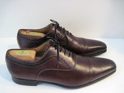 Magnanni for Saks Fifth Avenue Burgundy Leather Wing Tip Oxfords Dress Shoes 10M - Image 1 of 4