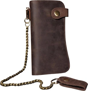 Cartera Para Hombre Con Cadena Cartera De Camionero Plegable Larga De Cuero ... - Picture 1 of 7