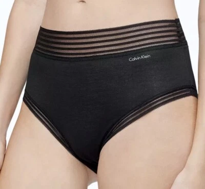 CALVIN KLEIN Striped Waistband Soft Black Modern Brief Panty Womens XS S M L XL - Image 1 of 4