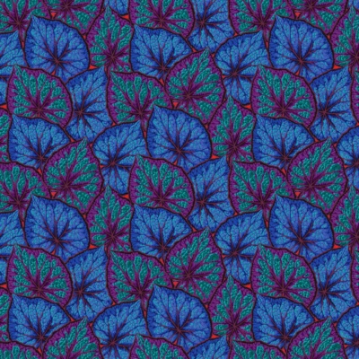 PHILIP JACOBS BEGONIA LEAVES COBALT PJ18      17” X WOF    original issue - Image 1 of 2